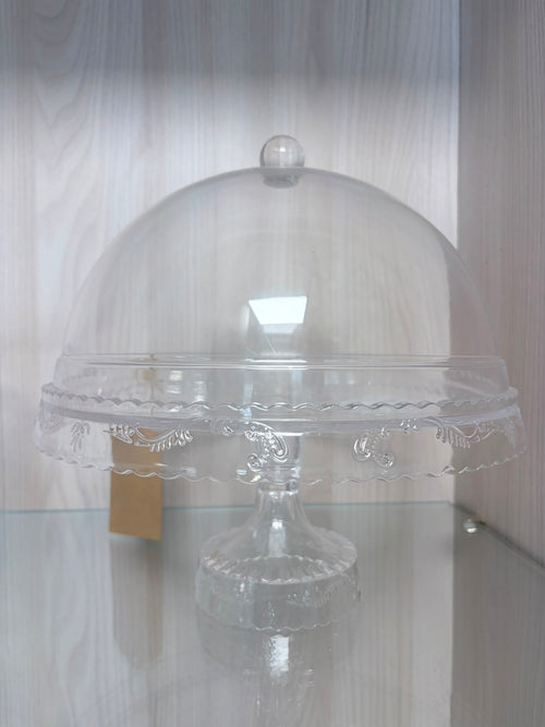 Alzatina per dolci trasparente con coperchio