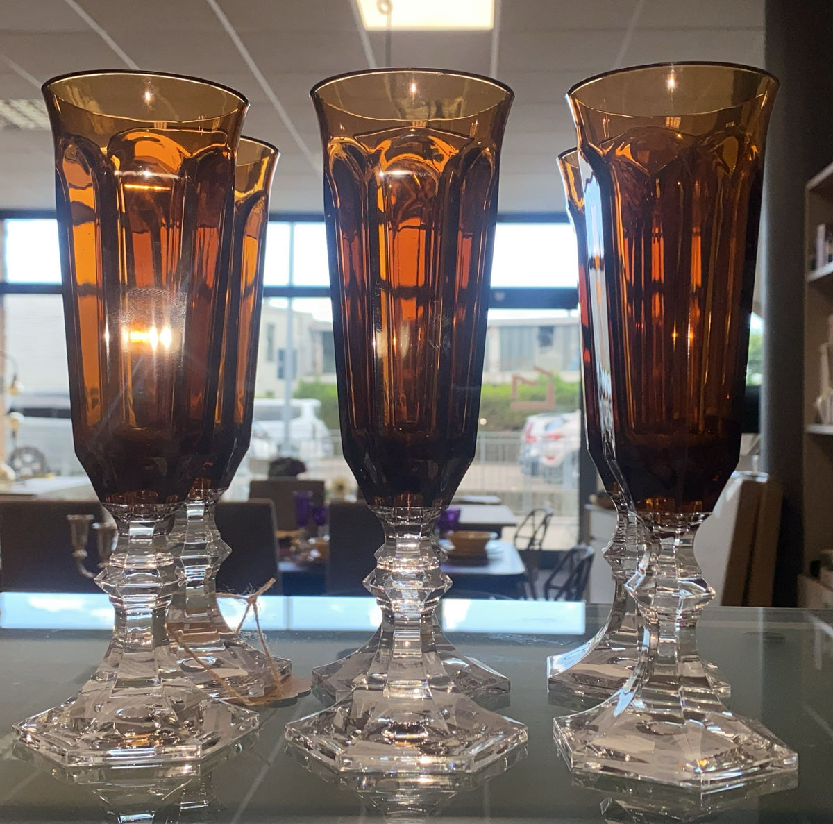Set 6 flute Dolce Vita ambra in acrilico — Mario Luca Giusti